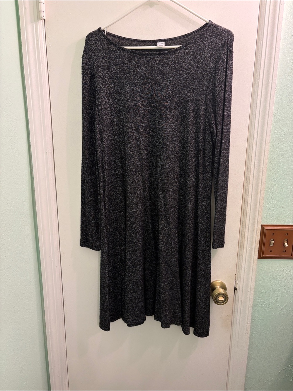 Classic Long Sleeve Black Knit Swing Dress